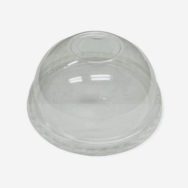 COMPOSTABLE CLEAR DOME LIDS 9OZ, 12OZ, 16OZ, 20OZ PLA CUPS WITH HOLE (1000 / CASE)