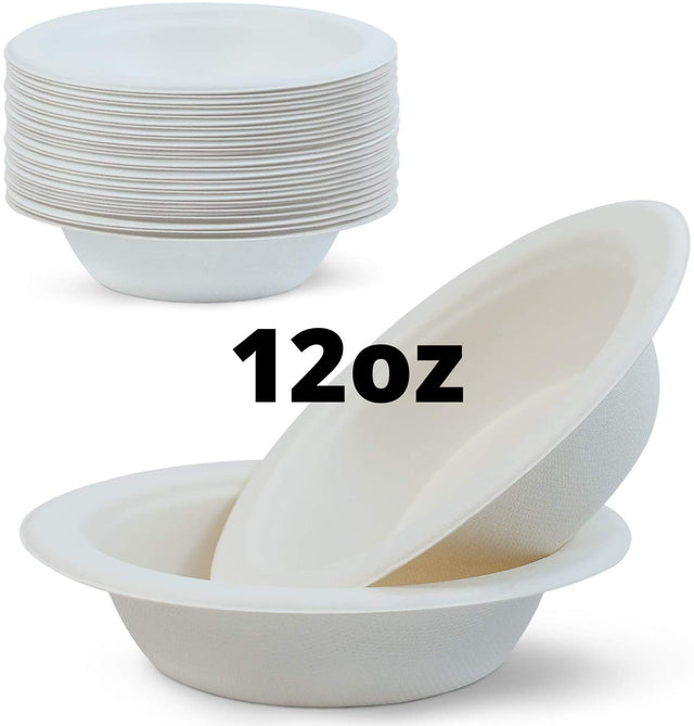 picture of a sample of the white 12 oz paper bowls