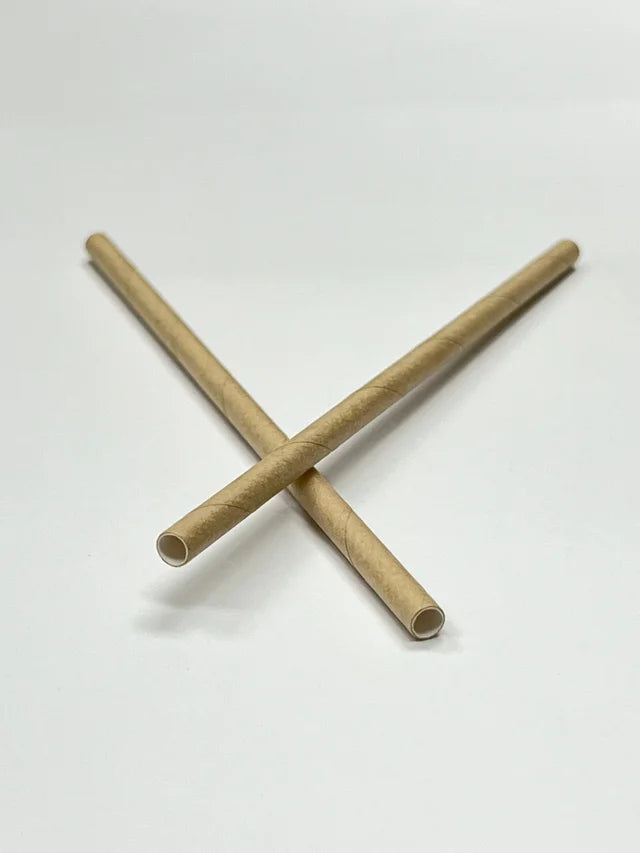 picture of a sample of the compostable kraft paper milk straw for shave ice