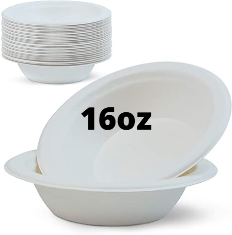 picture of a sample of the white 16 oz paper bowls