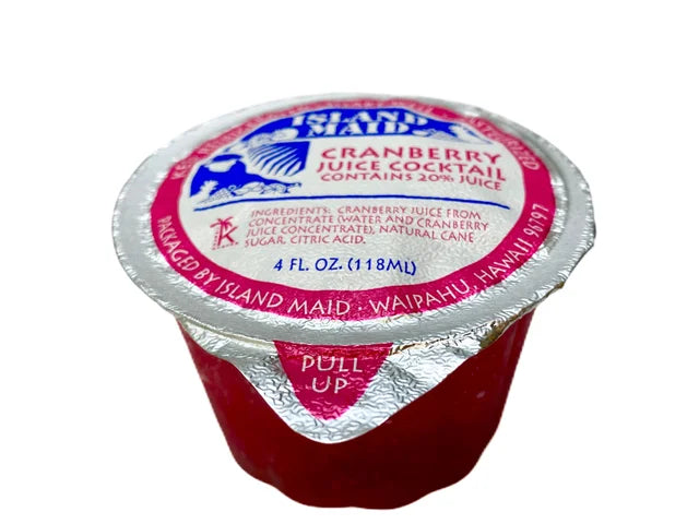 picture of Island Maid 4oz Cranberry Cocktail (20% juice) with foil top lid