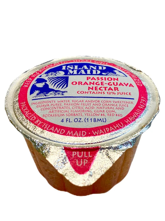 picture of Island Maid 4ozpassion Orange Guava Nectar (12% juice) with foil top lid